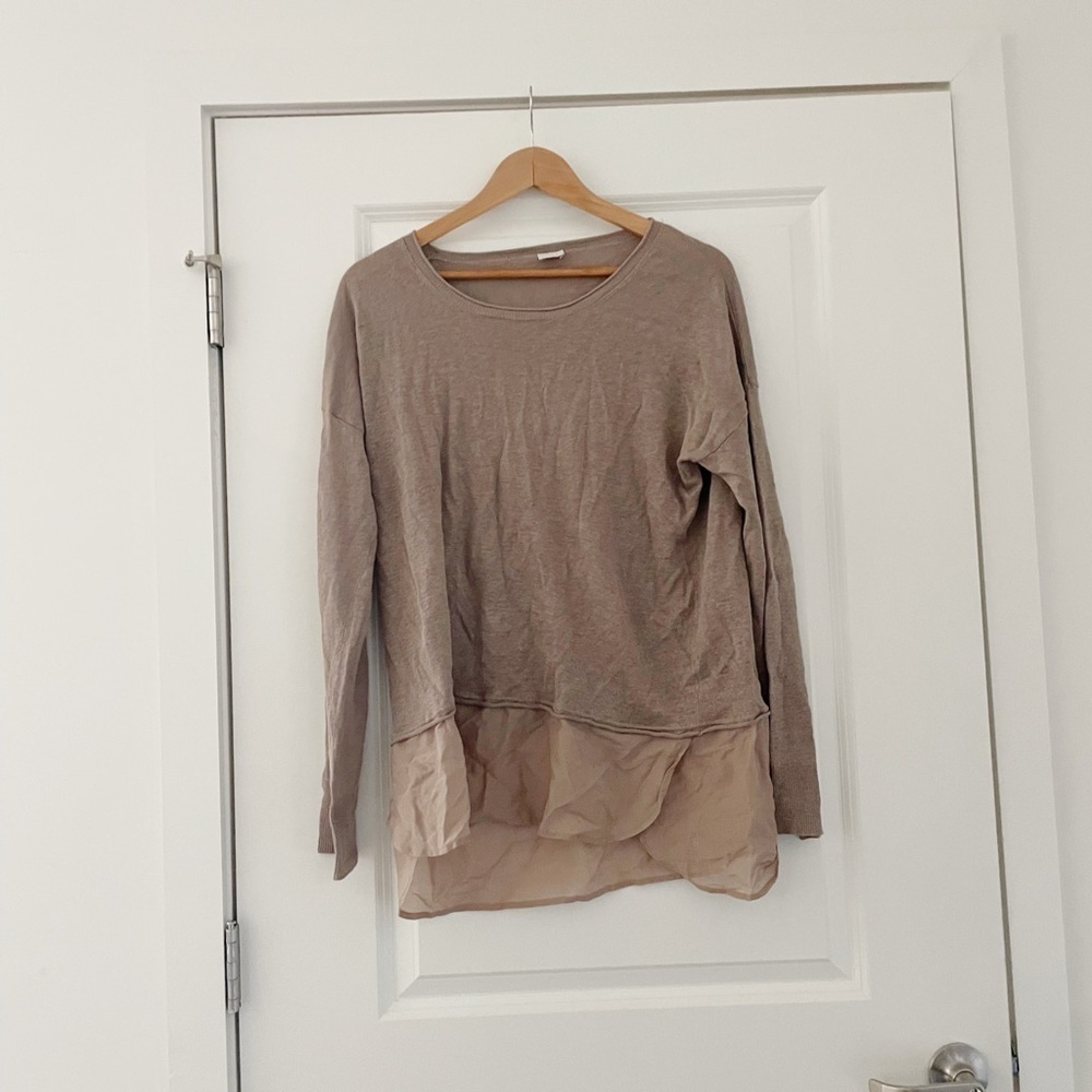 Poetry Linen Silk Lagenlook Layered Sweater Top Neutral